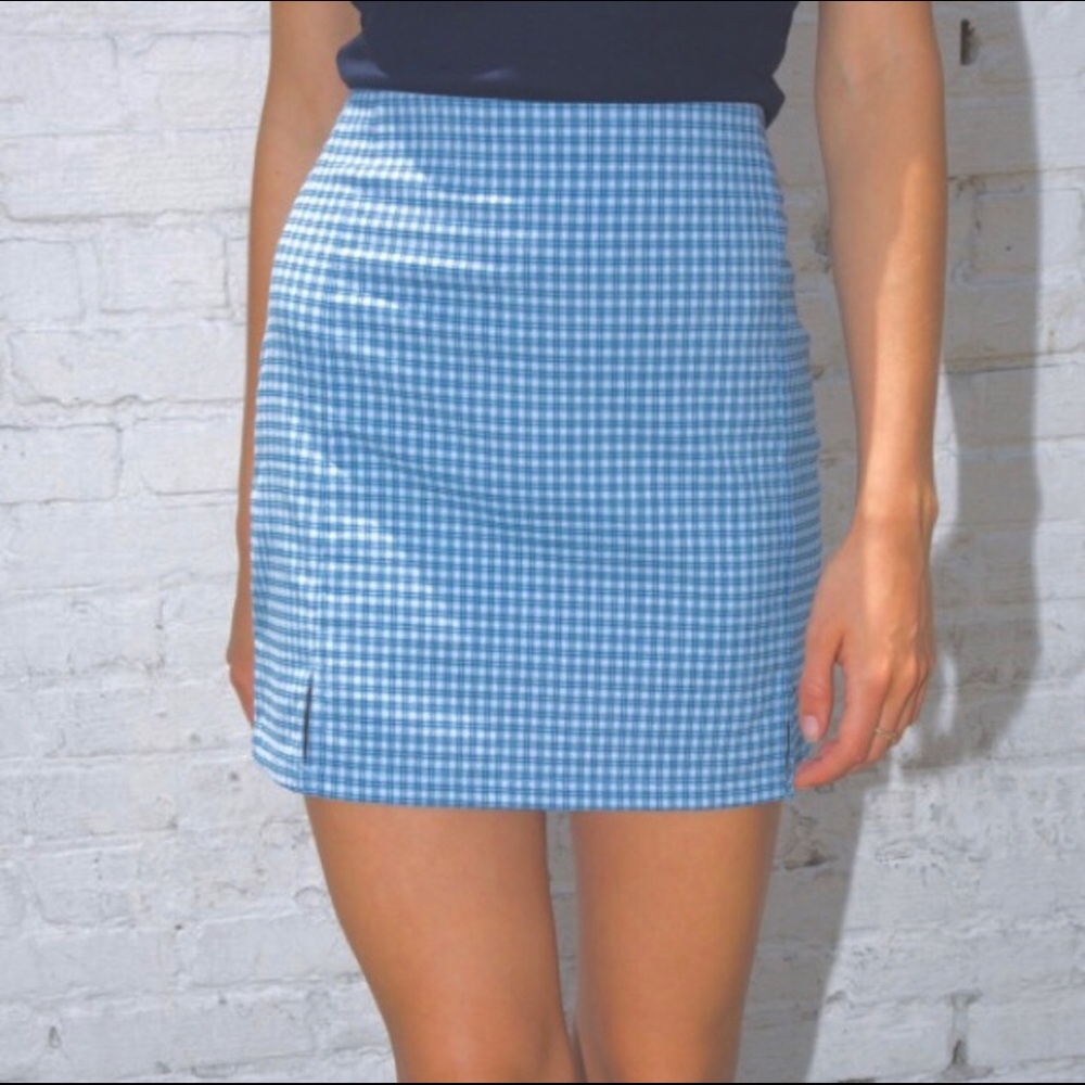 Brandy Melville Blue Plaid Cara Skirt